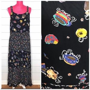 Brunch novelty print cottagecore maxi dress